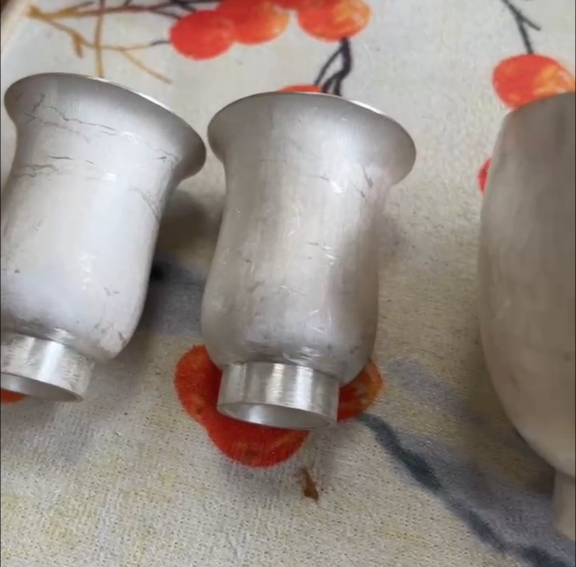Silver cup forms during fabrication