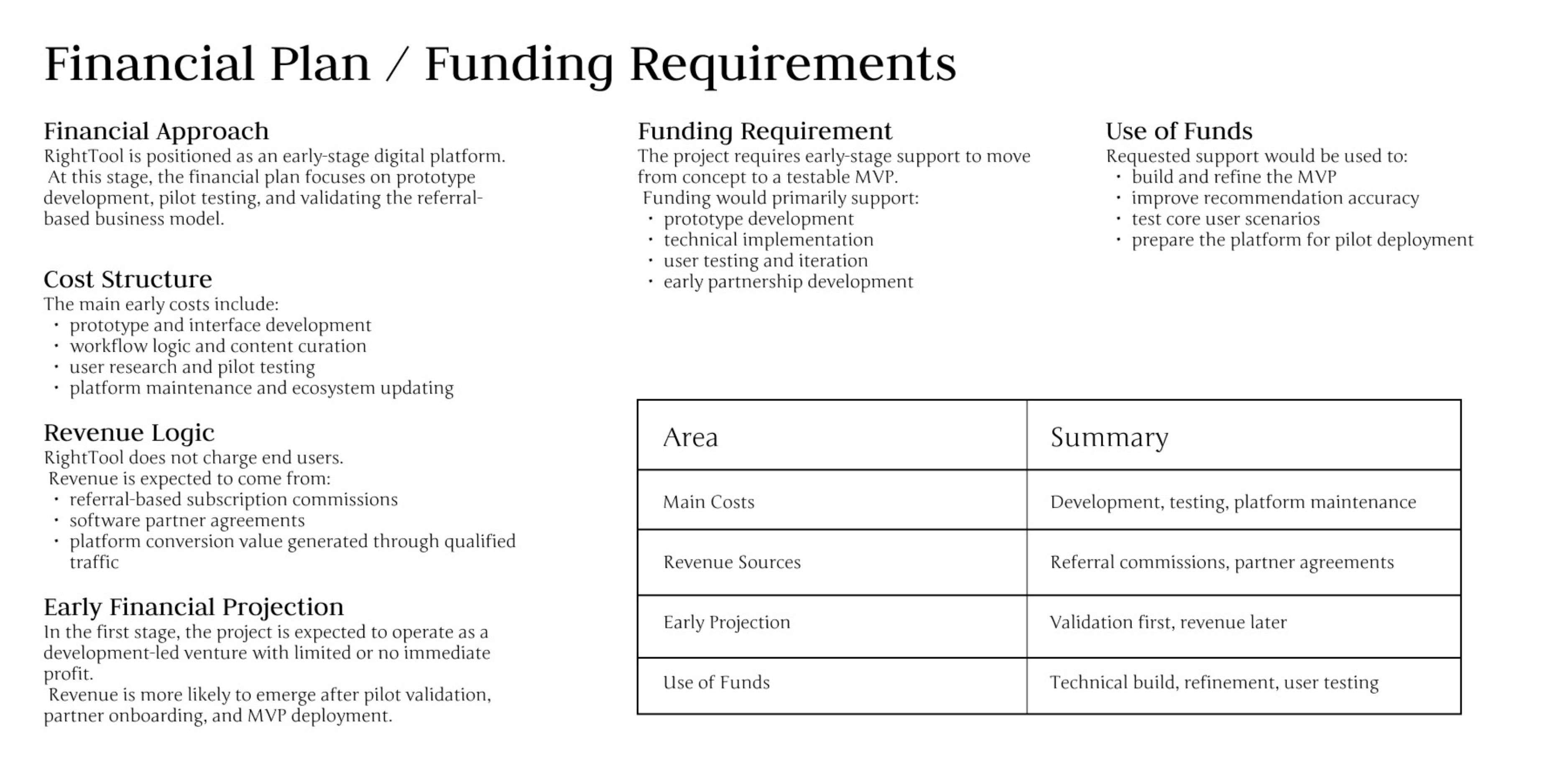RightTool business model and roadmap 2